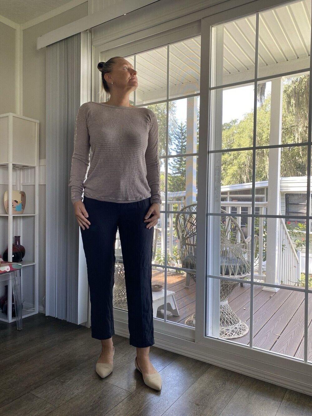 EILEEN FISHER Black Classic Straight Leg Pants 3 Slit pockets from Tencel XS TP